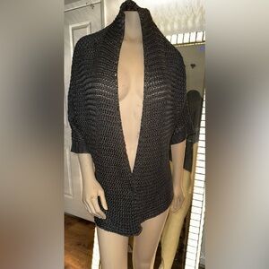 Eileen Fisher Silk Black and Green Knit Cardigan